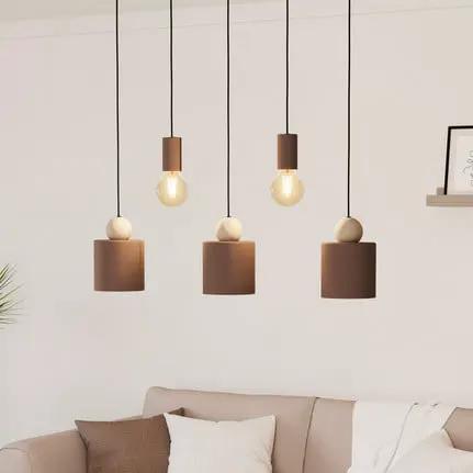 Gazzola pendant light, 5-bulb, mocha