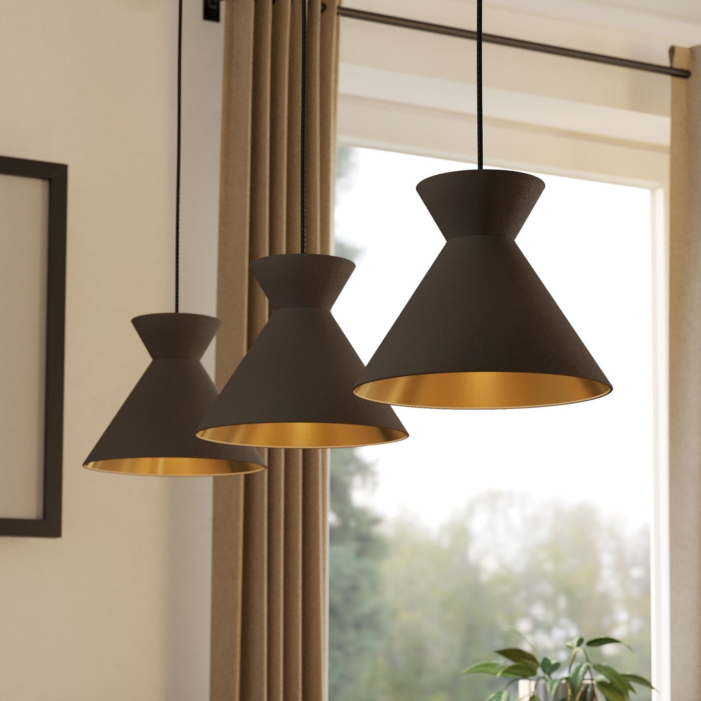 Nastasia pendant light cappuccino/brass 3-bulb
