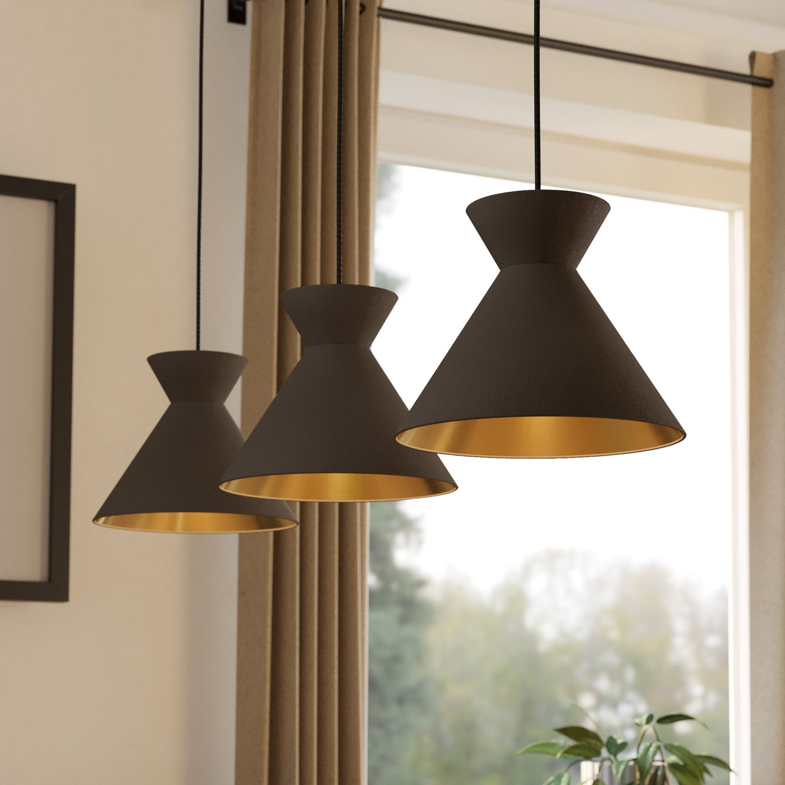 Nastasia pendant light cappuccino/brass 3-bulb