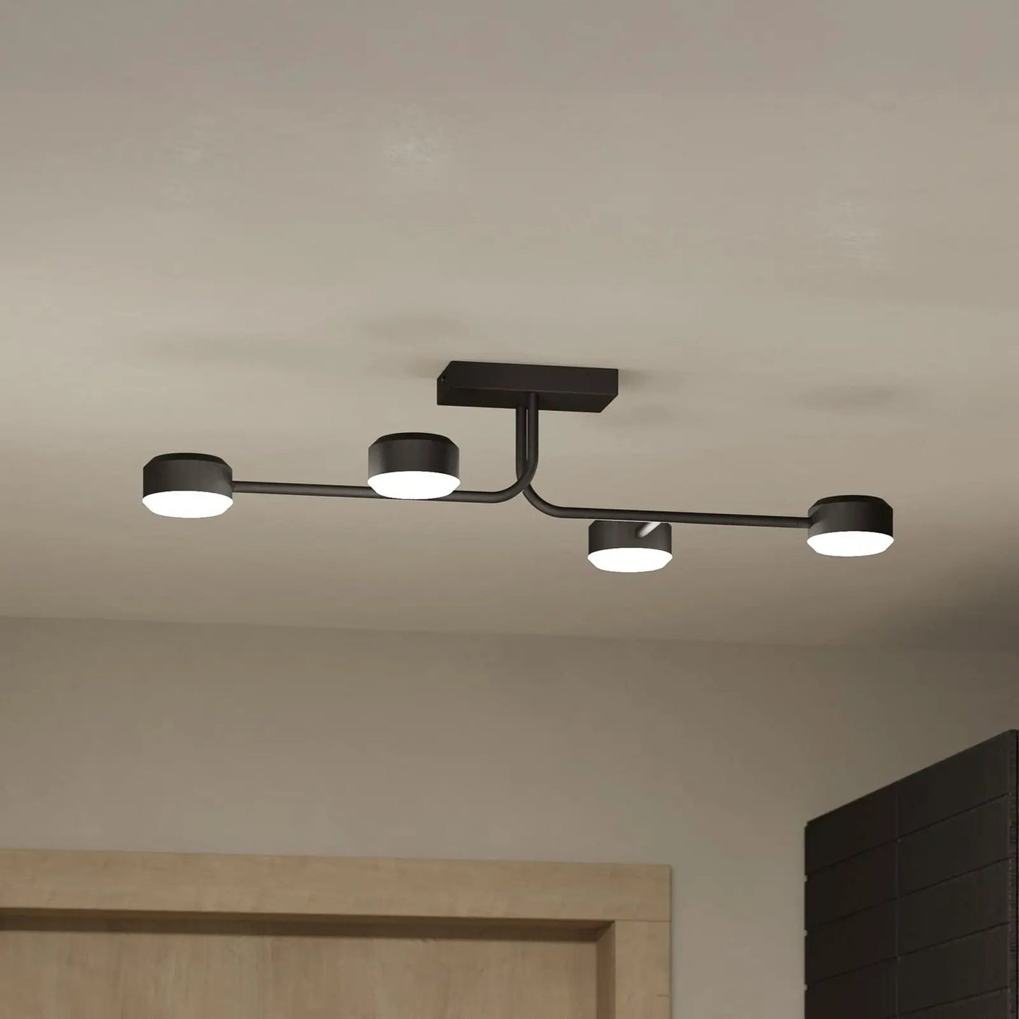 Clavellina LED ceiling light, black, 4-bulb