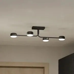 Clavellina LED ceiling light, black, 4-bulb