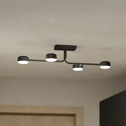 Clavellina LED ceiling light, black, 4-bulb