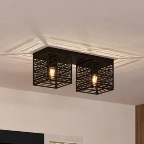 Piedritas ceiling lamp, two black square shades
