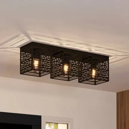 Piedritas ceiling lamp, three black square shades