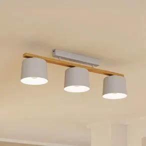 Mariel 3-bulb ceiling light light grey wood Natur