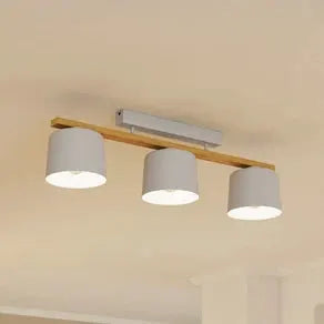 Mariel 3-bulb ceiling light light grey wood Natur