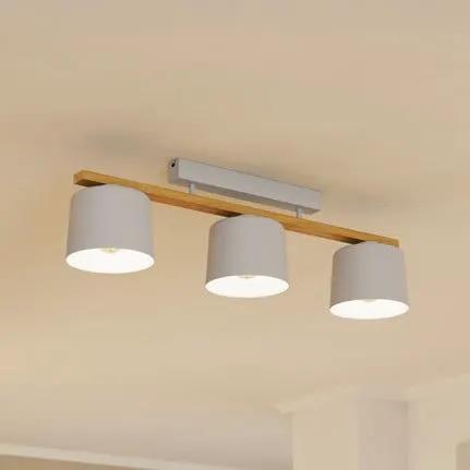 Mariel 3-bulb ceiling light light grey wood Natur
