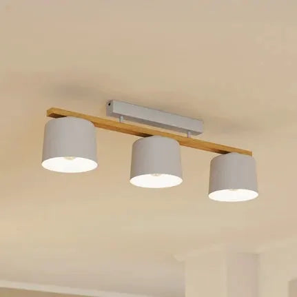 Mariel 3-bulb ceiling light light grey wood Natur