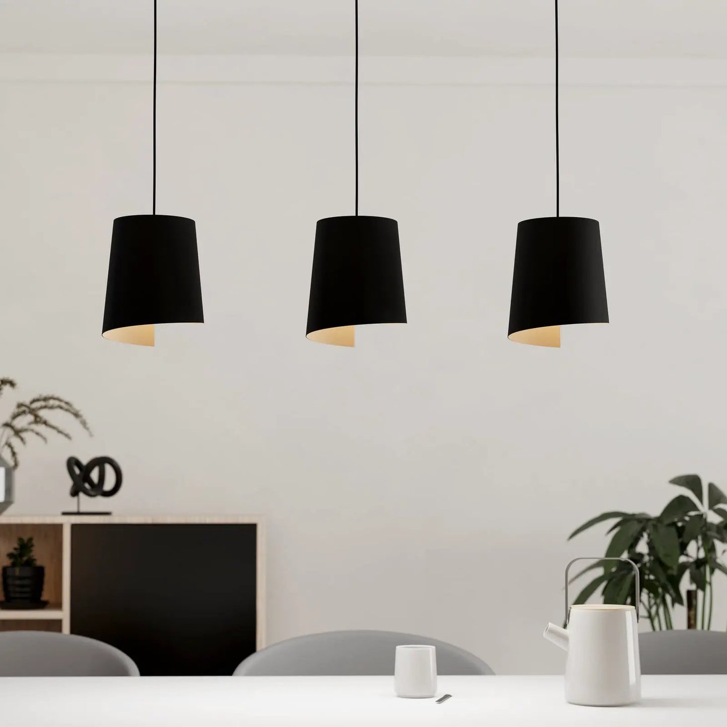 Bolivia pendant light black/sand colour, 3-bulb