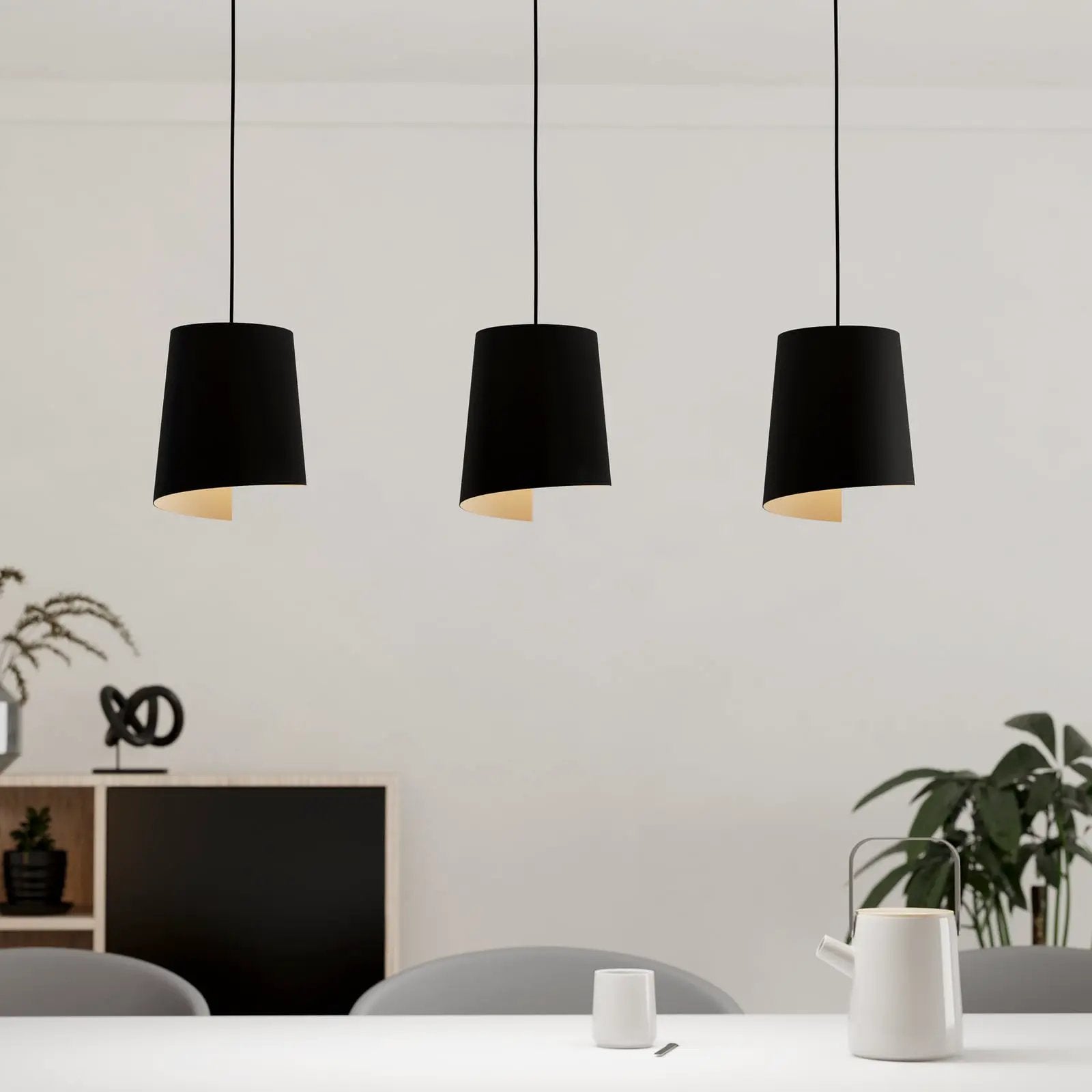 Bolivia pendant light black/sand colour, 3-bulb