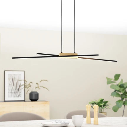 Panagria LED pendant light, black with wooden detail
