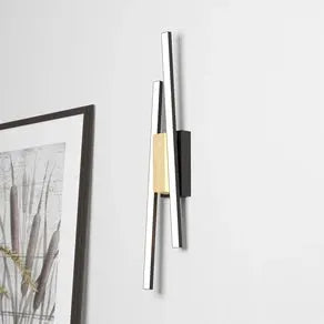 Panagria LED wall light, black with wood detail