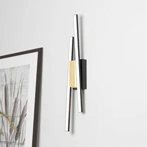 Panagria LED wall light, black with wood detail