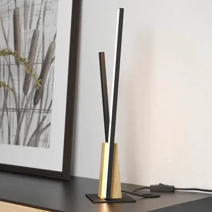 Panagria LED table lamp, black with wooden detail