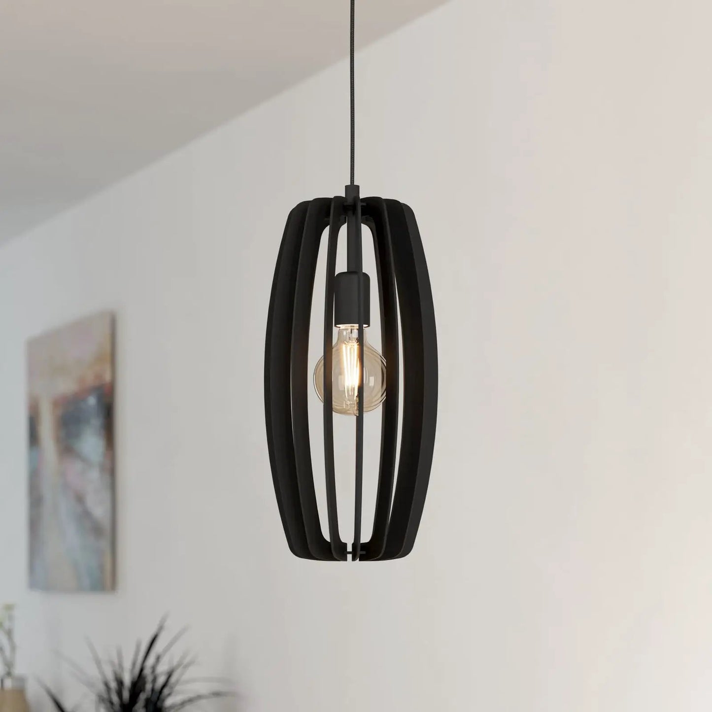 Bajazzara pendant light, one cage shade, black