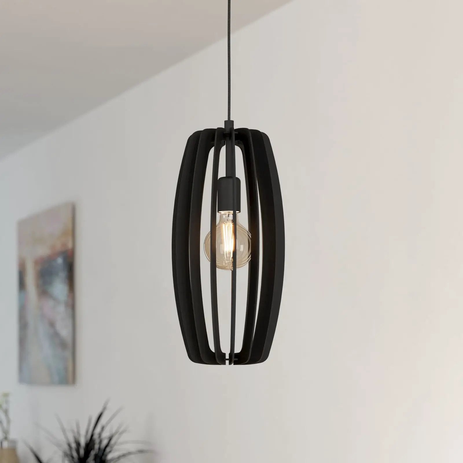 Bajazzara pendant light, one cage shade, black