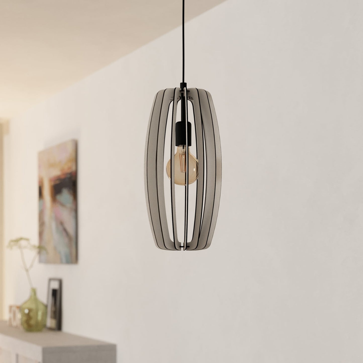 Bajazzara hanging light, one cage shade, sand colour