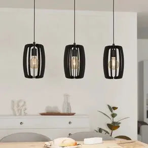 Bajazzara pendant light, three cage shades, black