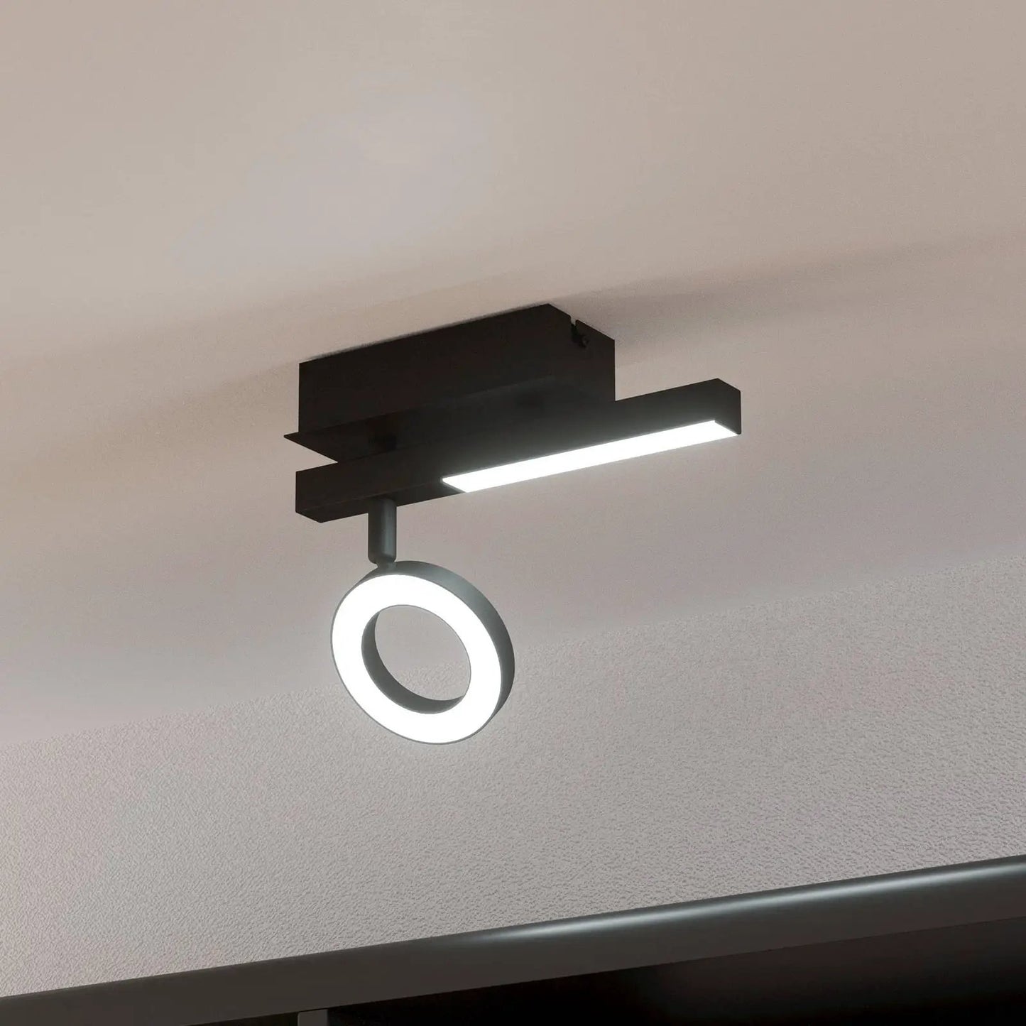 Cardillio 2 LED downlight black with one Ring