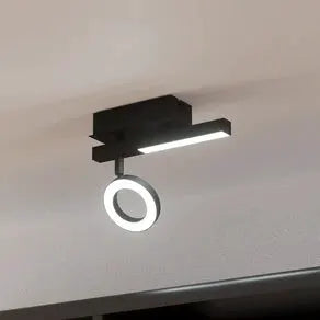 Cardillio 2 LED downlight black with one Ring