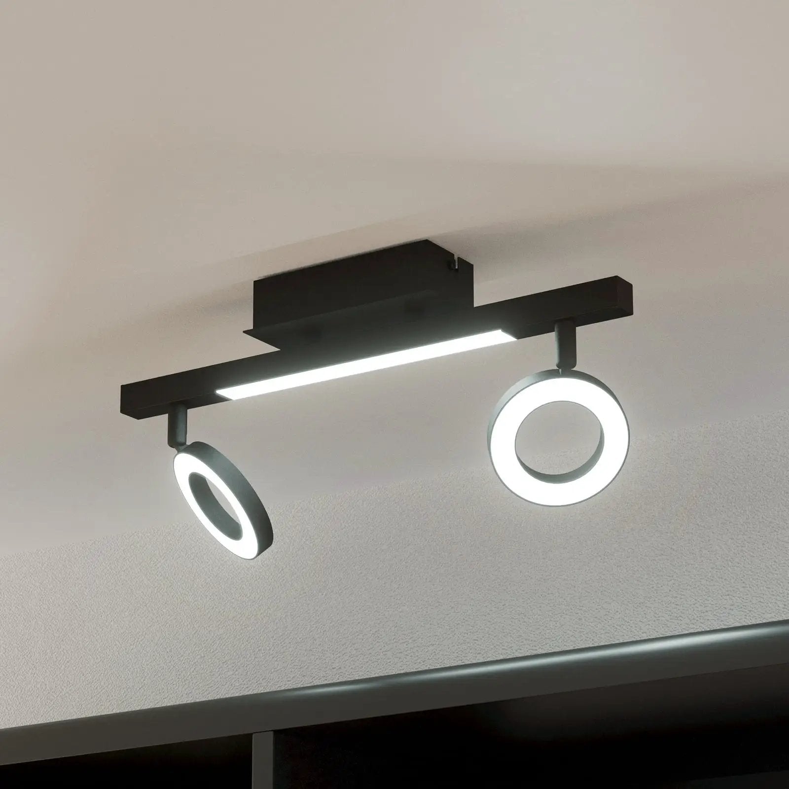 Cardillio 2 LED downlight black with two rings