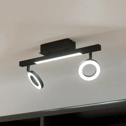 Cardillio 2 LED downlight black with two rings