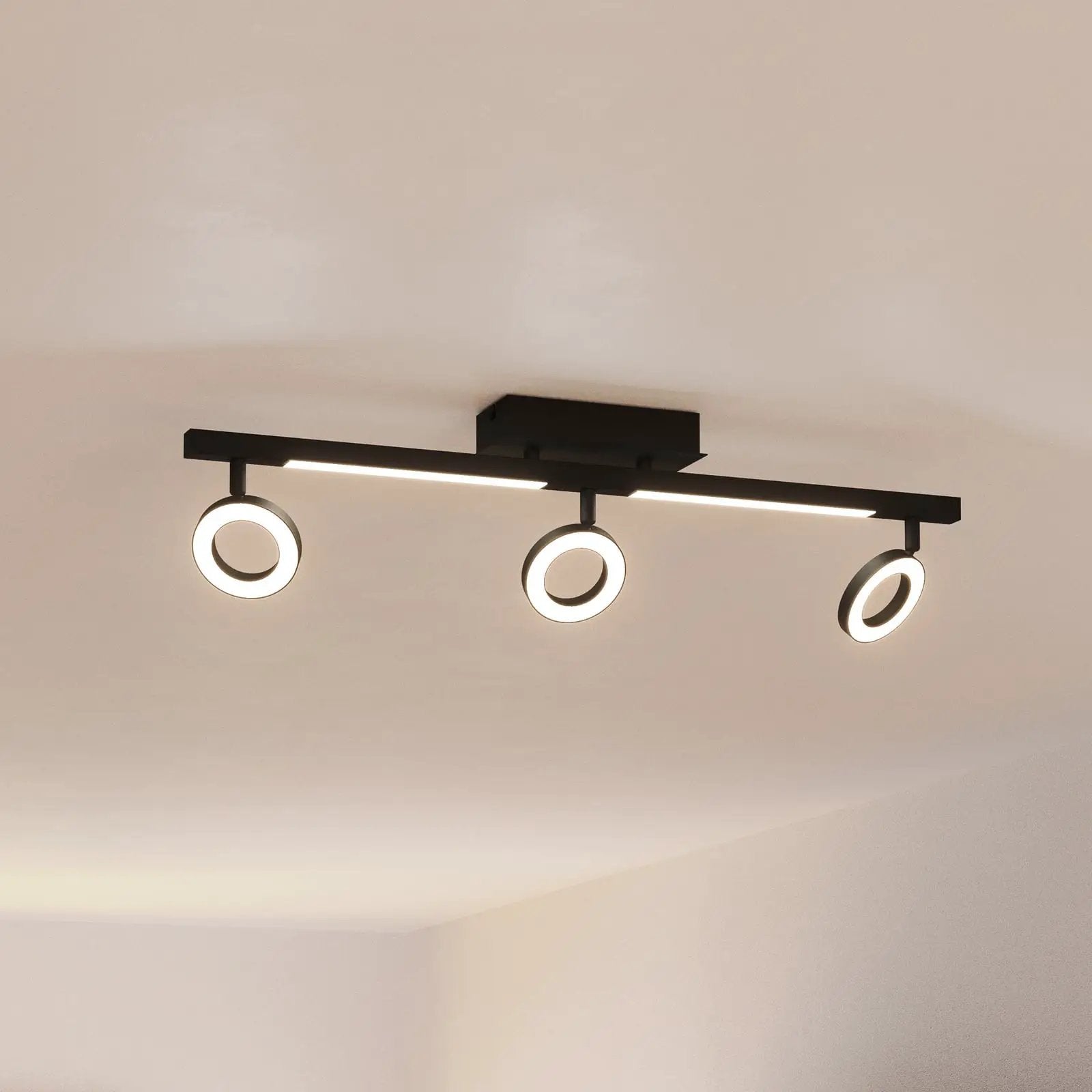 Cardillio 2 LED downlight black with three rings