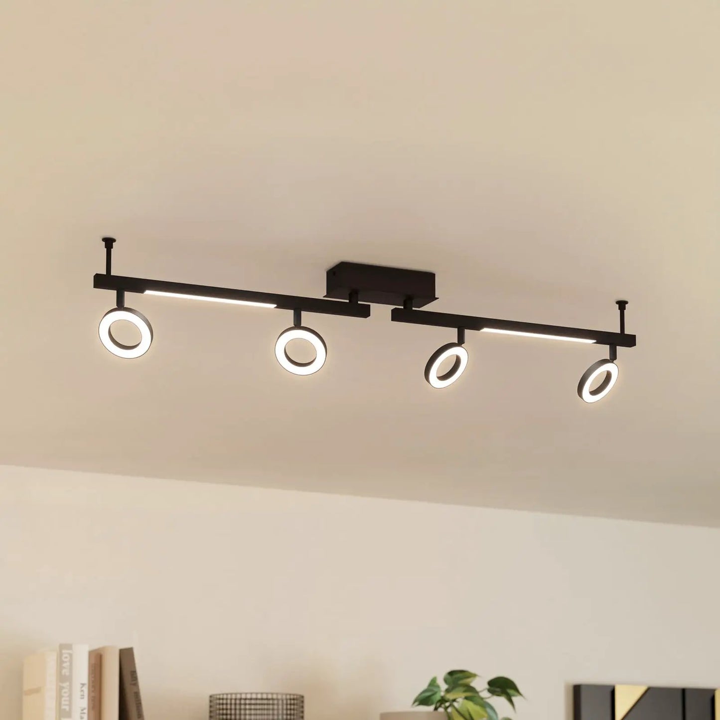 Cardillio 2 LED downlight black with four rings