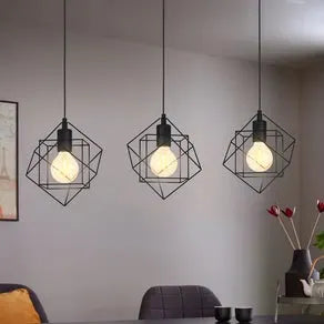 Straiton pendant light, steel, black 3-bulb