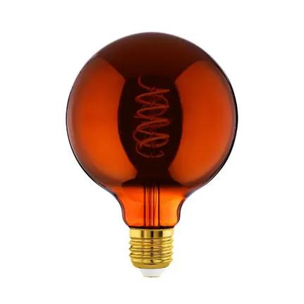Globe LED bulb E27 G125 4W 2,000K filament copper