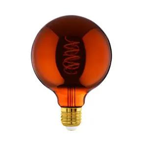 Globe LED bulb E27 G125 4W 2,000K filament copper