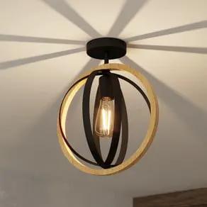 EGLO Basildon ceiling light, wood and steel