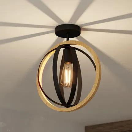 EGLO Basildon ceiling light, wood and steel