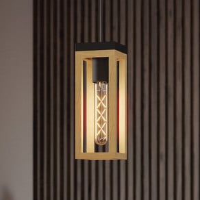 EGLO Nafferton pendant light, wood, one-bulb