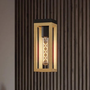 EGLO Nafferton pendant light, wood, one-bulb