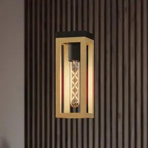 EGLO Nafferton pendant light, wood, one-bulb