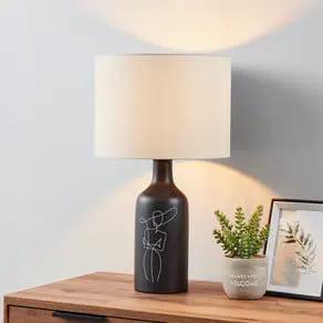 EGLO Vinoza table lamp, black base white lampshade