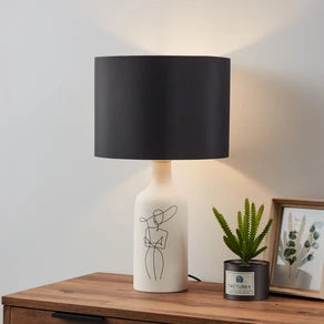 EGLO Vinoza table lamp, white base lampshade black