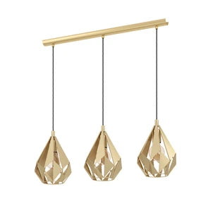 EGLO Carlton pendant light, 3-bulb, gold