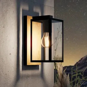 EGLO Budrone outdoor wall light, black/brown/clear