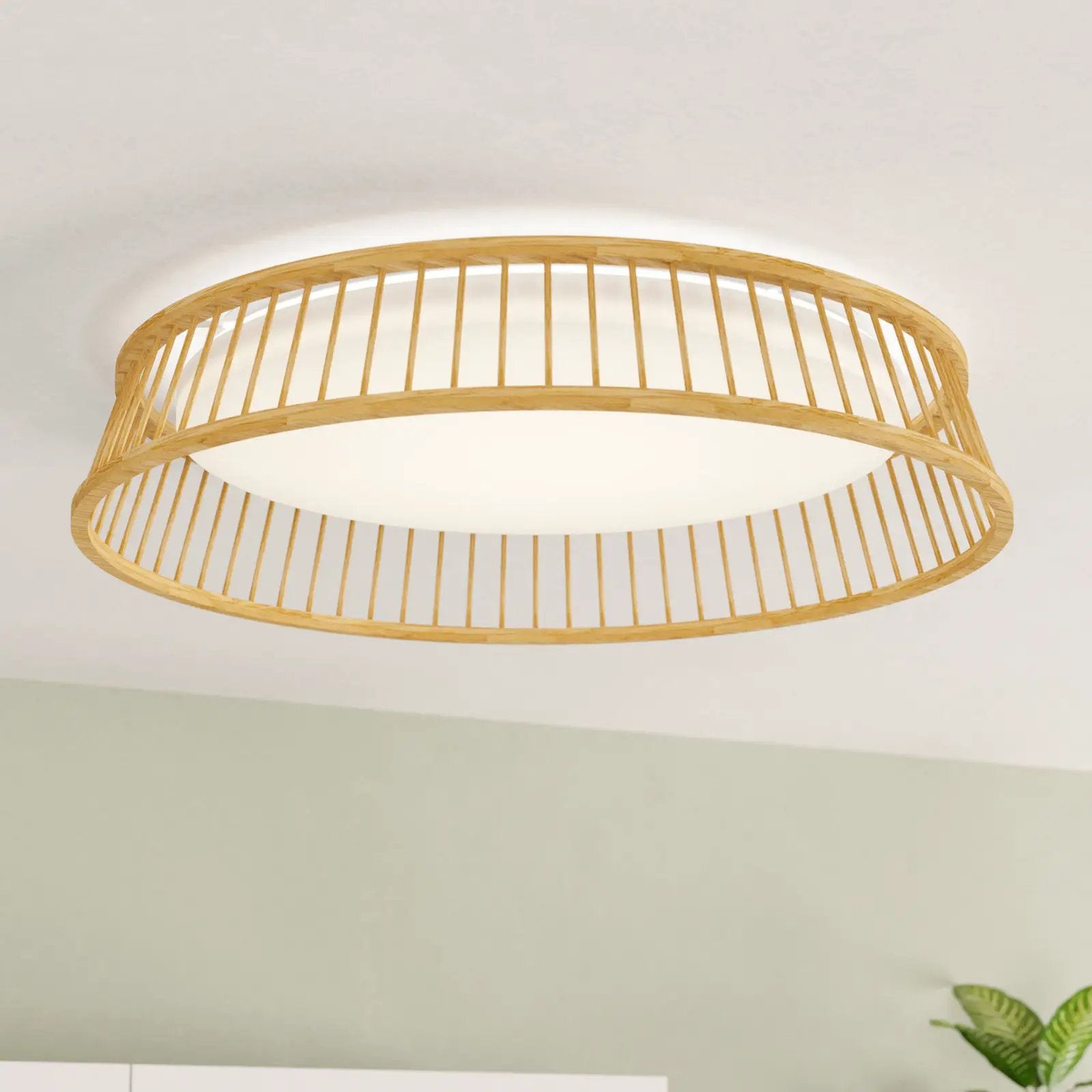 EGLO Luppineria LED ceiling lamp, wood, Ø 45 cm