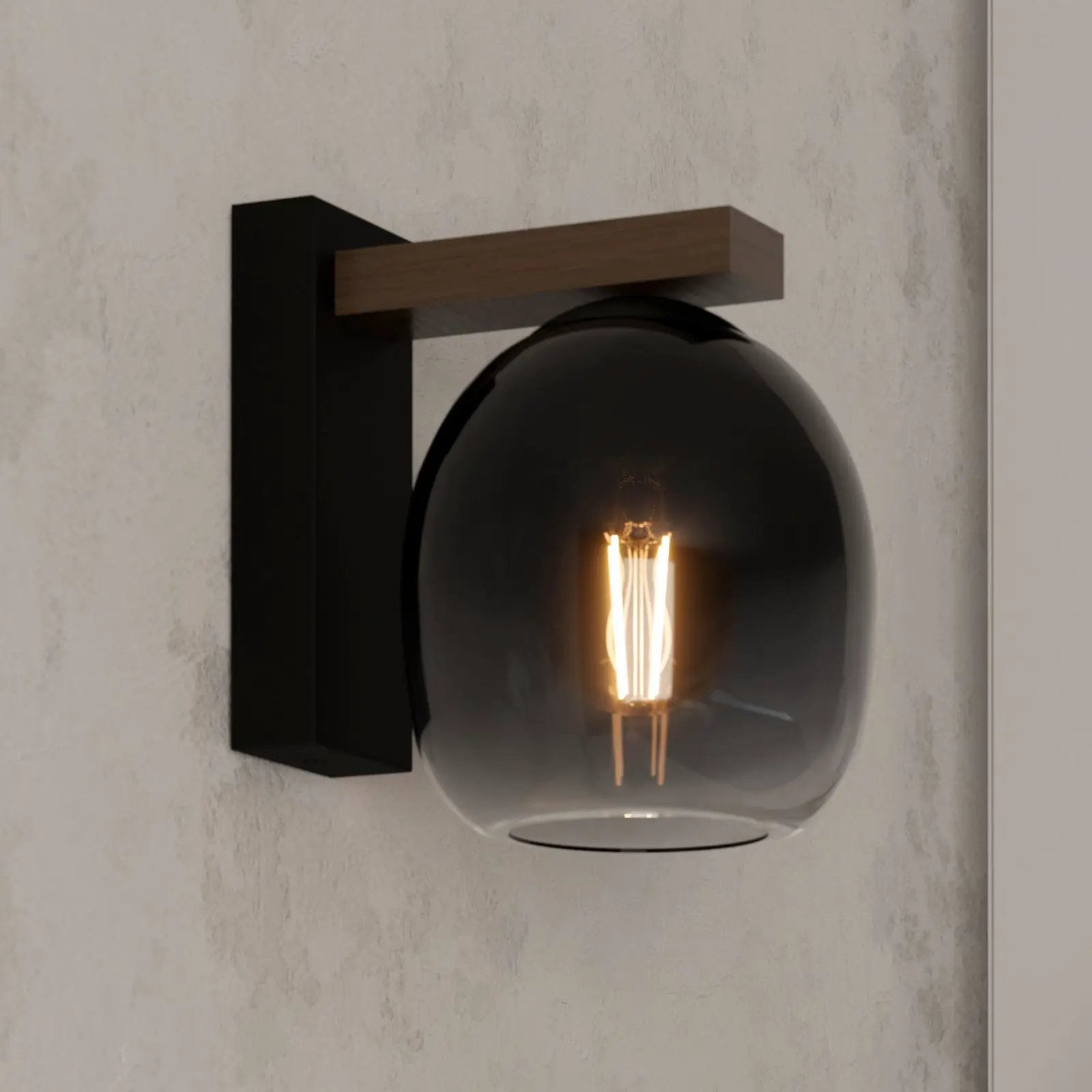 EGLO Filago wall light, smoked glass, 1-bulb