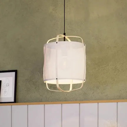 Surfleet pendant light, bamboo and linen