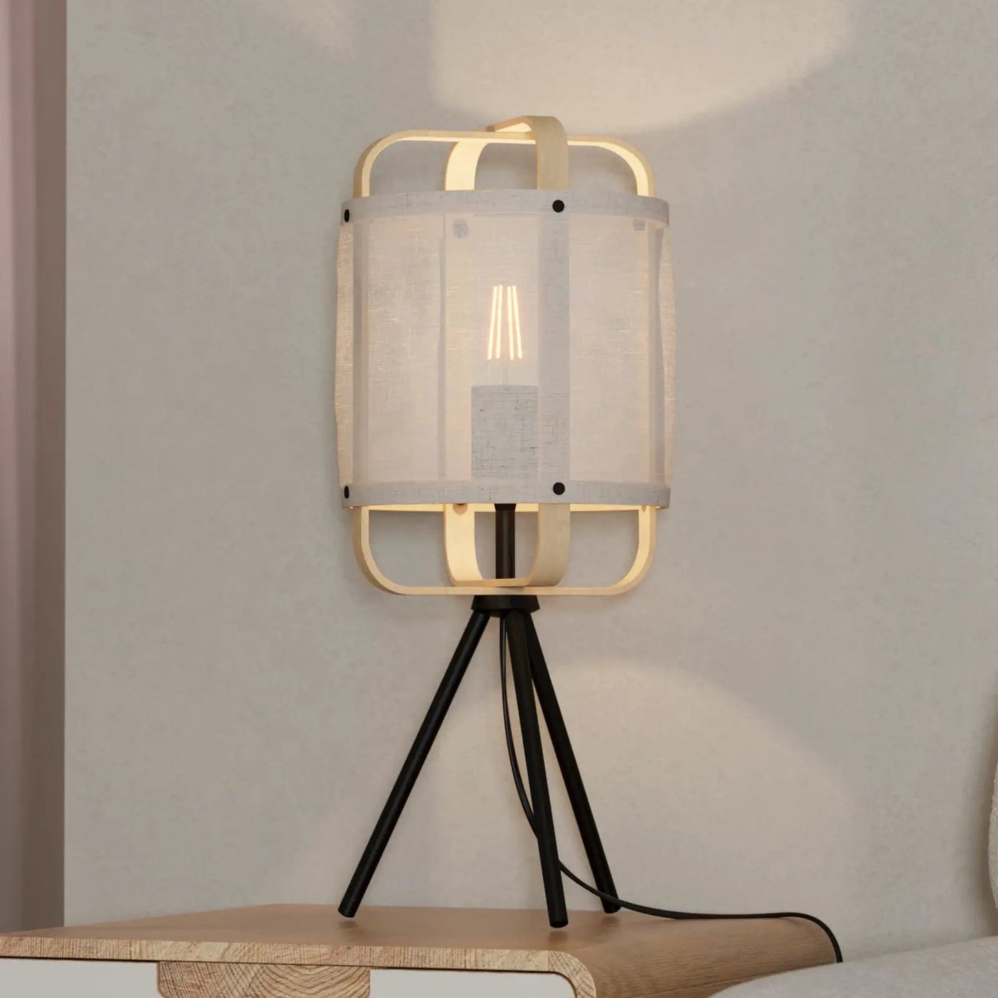 Surfleet table lamp bamboo/linen lampshade