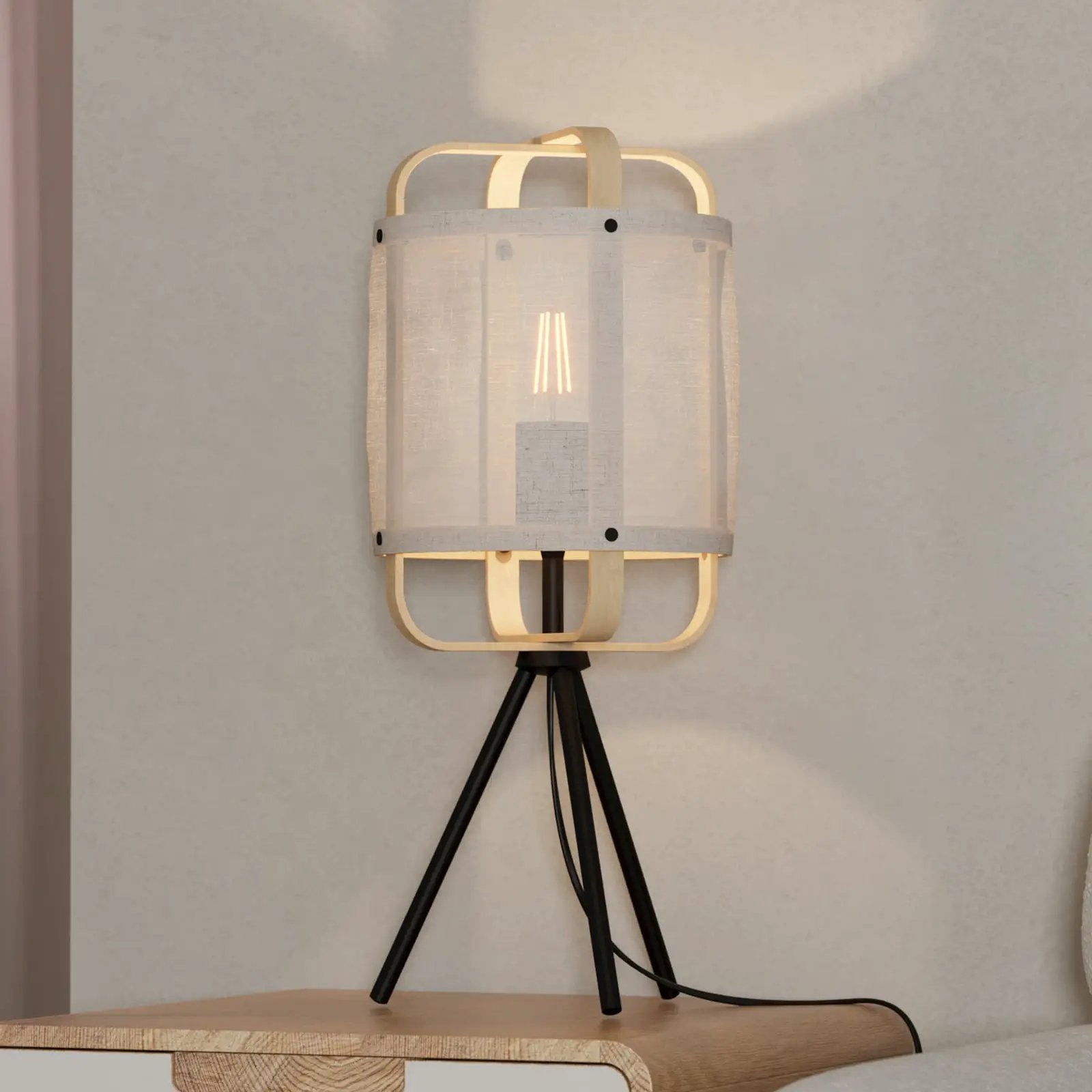 Surfleet table lamp bamboo/linen lampshade