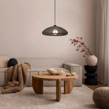 Barlaston hanging light, 1-bulb, black, fabric