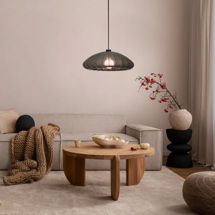 Barlaston hanging light, 1-bulb, black, fabric