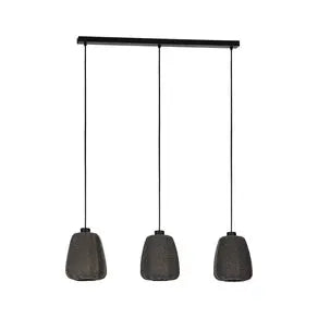 Barlaston hanging light, 3-bulb, black, fabric