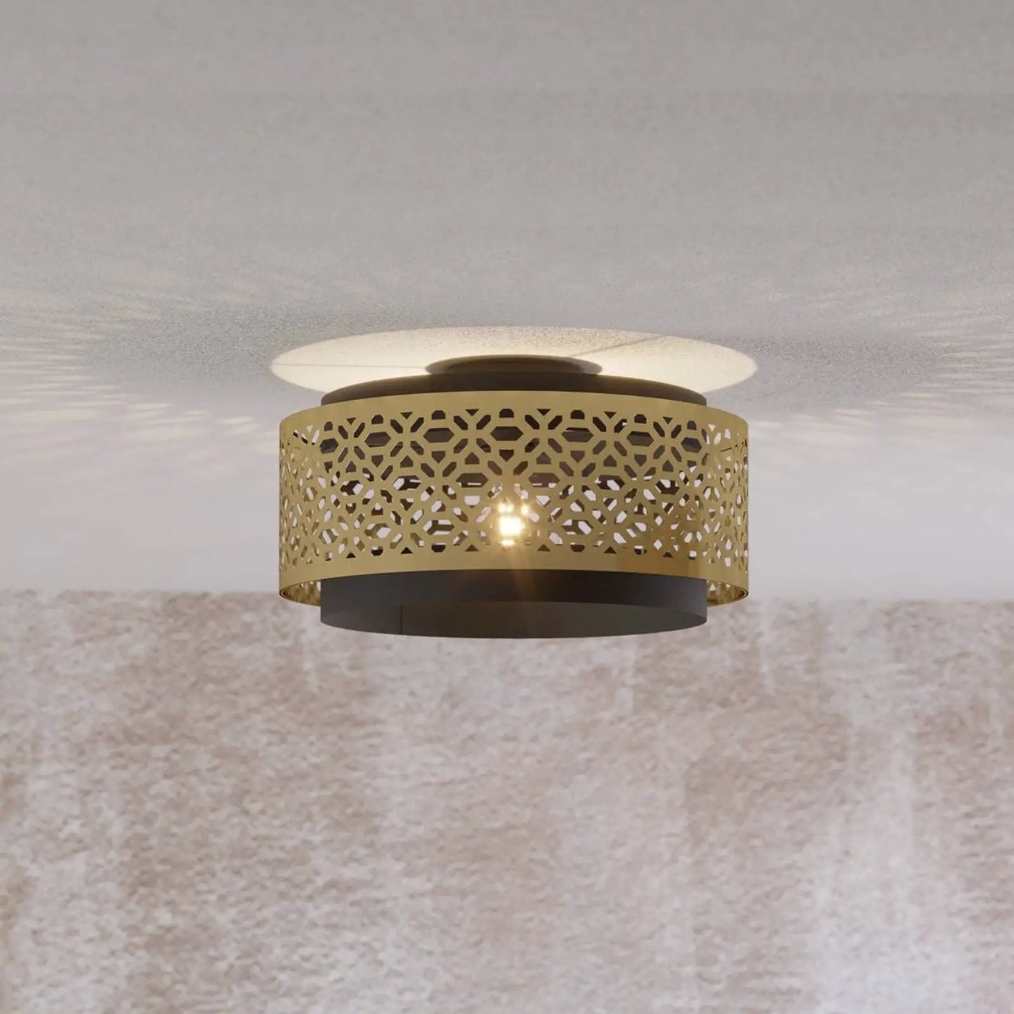 Sandbach ceiling light in black and brass