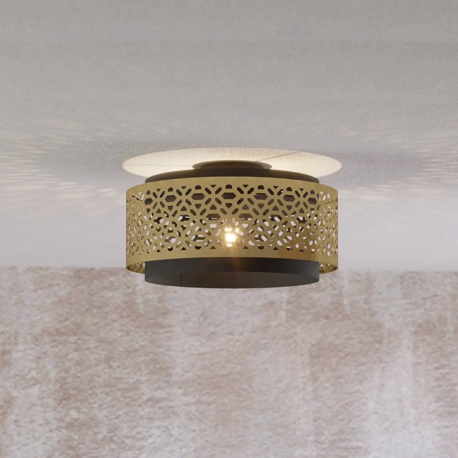 Sandbach ceiling light in black and brass